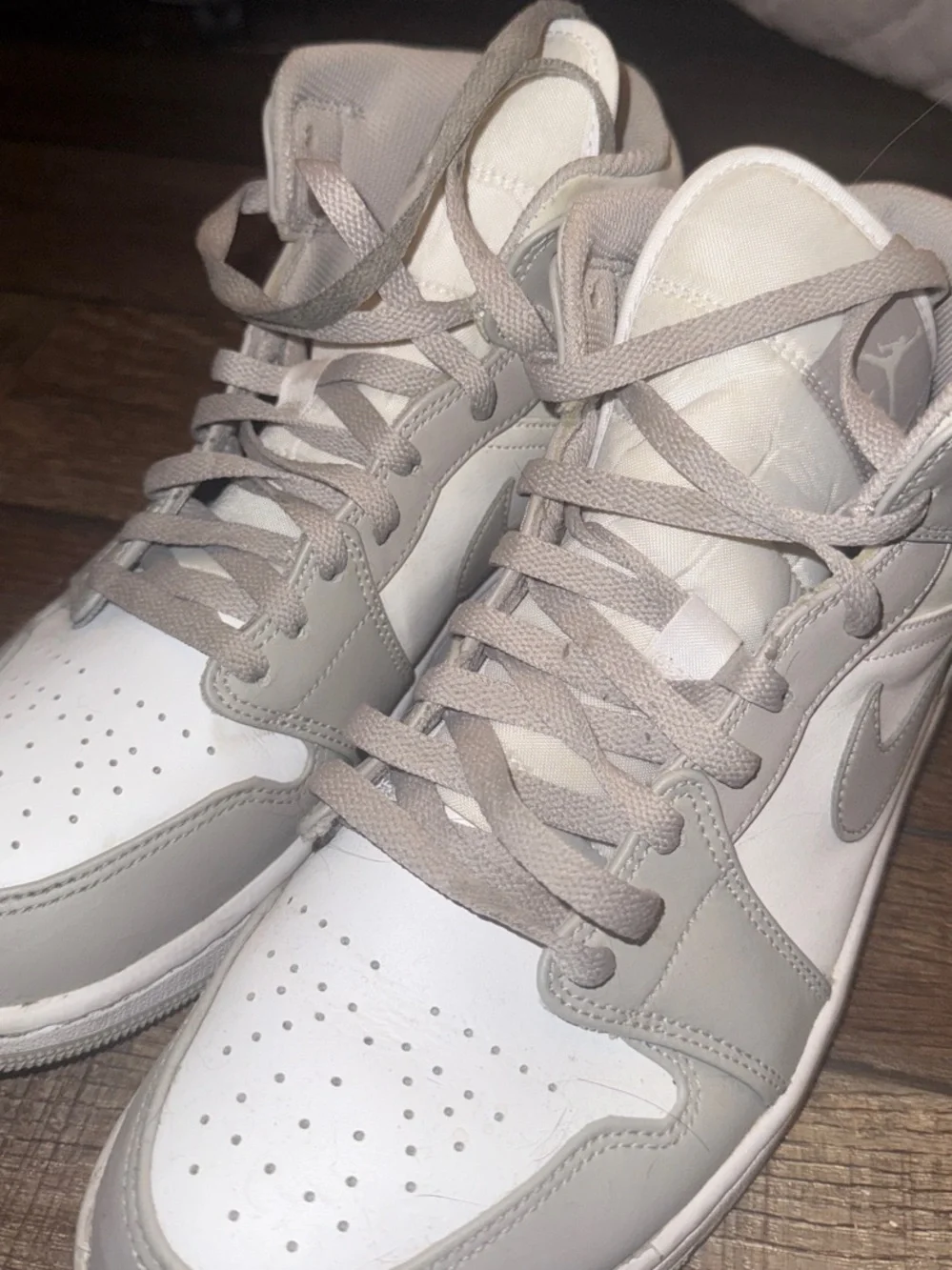 Jordan Air Jordan 1 Mid White and Light Grey Sneakers